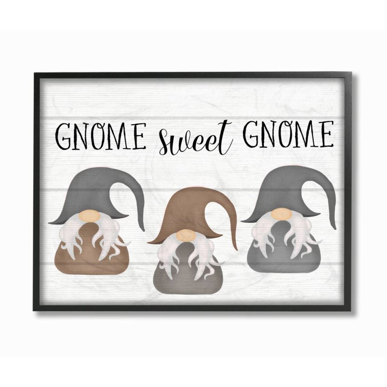 Stupell Industries Gnome Sweet Gnome Mythical Garden Elves in Black Frame Wall Art